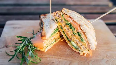 Przekładańce z puree z dyni i z łososiem