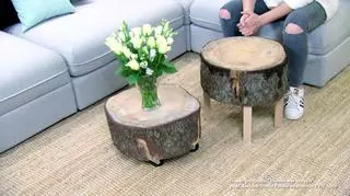 Stoliki kawowe z kawałków drewna